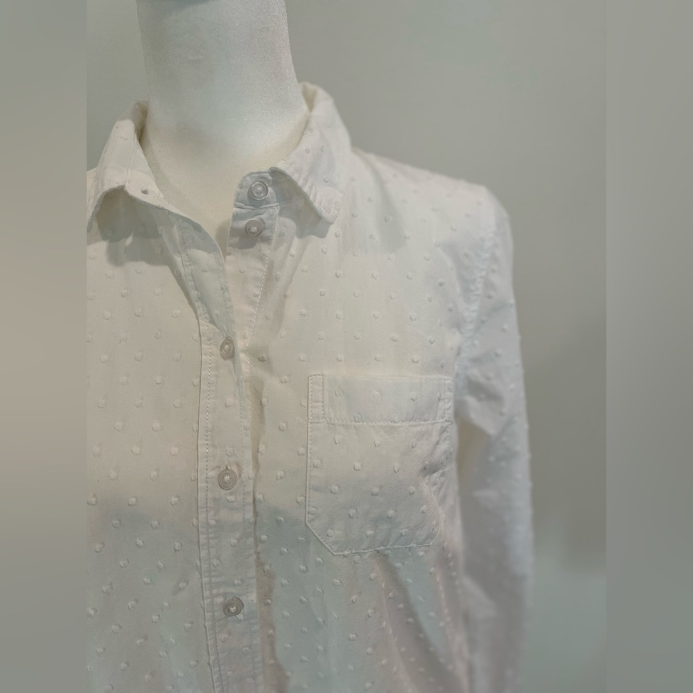 White Swiss Dot Button-Up Shirt XS - Picture 4 of 9